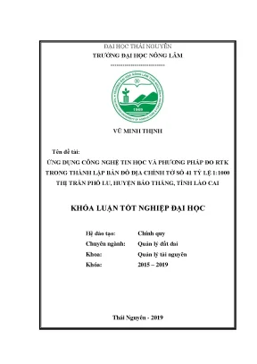 Ứng dụng RTK & Tin học chỉnh lý bản đồ địa chính Phố Lu