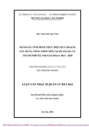 Đánh giá thực hiện quy hoạch xây dựng nông thôn mới huyện Ba Vì
