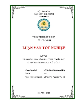 Tình hình tài chính Công ty cổ phần Xây dựng Hải Đăng