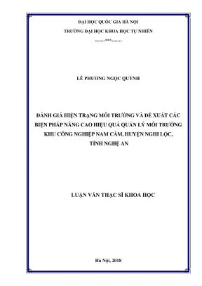 Luận văn thạc sĩ đánh giá hiện trạng môi trường và đề xuất các biện pháp nâng cao hiệu quả quản lý môi trường khu công nghiệp nam cấm huyện nghi lộc tỉnh nghệ an
