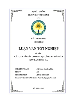 Kế toán tài sản cố định tại Công ty Cổ phần Xây lắp Hồng Hà
