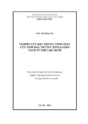 Nghiên cứu chiết tách tinh dầu, pectin, xenlulozo từ vỏ bưởi