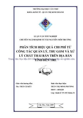 Phân tích hiệu quả chi phí quản lý chất thải rắn tỉnh Bến Tre
