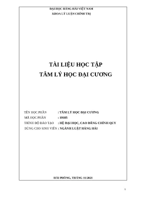 Tài liệu học tập môn Tâm lý học đại cương ĐH Hàng Hải
