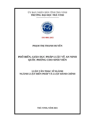 Phổ biến, giáo dục pháp luật ANQP cho sinh viên Trà Vinh