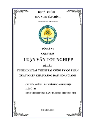 Phân tích tình hình tài chính Công ty CP XNK xăng dầu Hoàng Anh