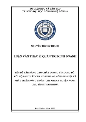 Nâng cao chất lượng tín dụng hộ sản xuất Agribank Ngọc Lặc