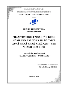 Phân tích hoạt động tín dụng ngắn hạn tại Eximbank chi nhánh Hòa Bình