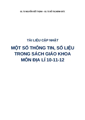 Cập nhật số liệu Địa lí SGK 10, 11, 12 mới & chính xác