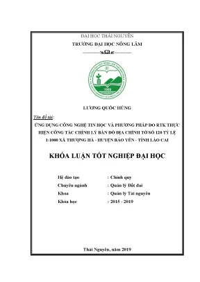 Ứng dụng công nghệ tin học và máy RTK chỉnh lý bản đồ địa chính xã Thượng Hà