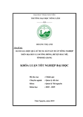 Đánh giá hiệu quả sử dụng đất nông nghiệp xã Đường Hồng, Bắc Mê, Hà Giang