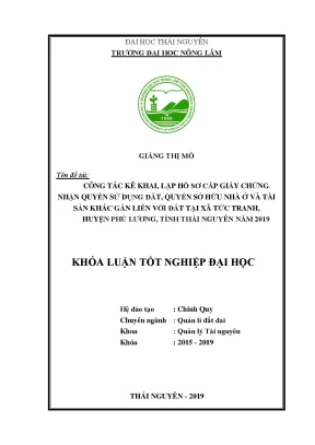 Công tác kê khai hồ sơ cấp giấy chứng nhận quyền sử dụng đất tại xã Tức Tranh