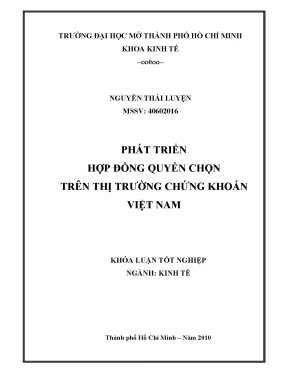 Phát triển hợp đồng quyền chọn trên thị trường chứng khoán việt nam khóa luận tốt nghiệp đại học
