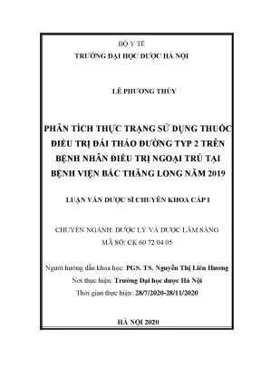 Phân tích thực trạng sử dụng thuốc điều trị đái tháo đường typ 2 tại Bệnh viện Bắc Thăng Long