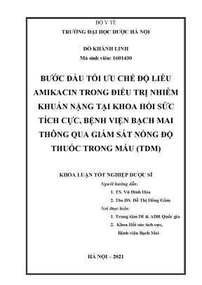 Tối ưu liều amikacin điều trị nhiễm khuẩn nặng bằng giám sát TDM