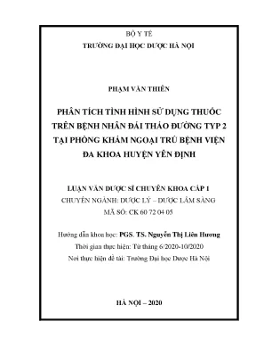 Phân tích sử dụng thuốc điều trị ĐTĐ typ 2 tại bệnh viện Yên Định