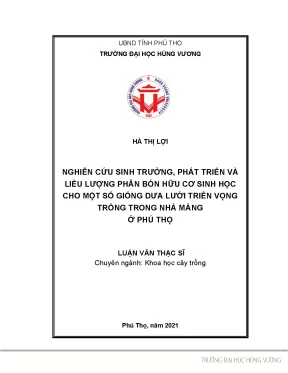 Dưa lưới nhà màng Phú Thọ: Sinh trưởng và phân bón hữu cơ