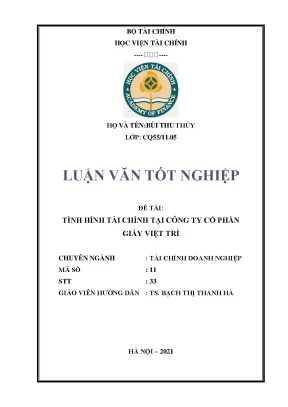 Tình hình tài chính Công ty CP Giấy Việt Trì – Luận văn