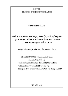 Phân tích danh mục thuốc sử dụng tại TTYT Giao Thủy 2019