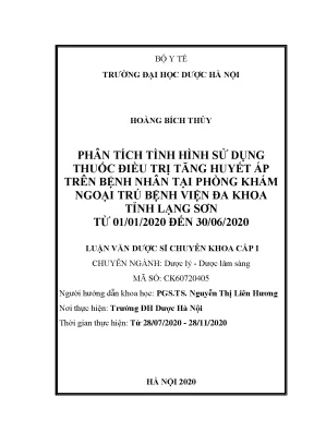 Phân tích sử dụng thuốc điều trị tăng huyết áp tại Lạng Sơn (2020)
