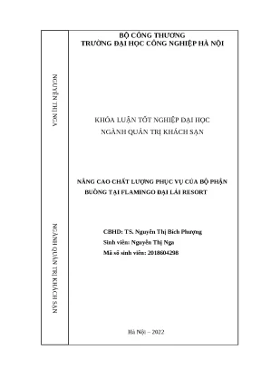 Khóa luận nâng cao chất lượng phục vụ bộ phận buồng tại Flamingo Đại Lải Resort