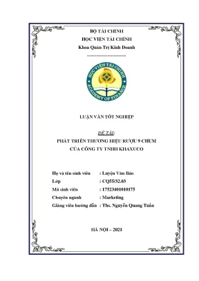 Phát triển thương hiệu rượu 9 chum của công ty trách nhiệm hữu hạn khaxuco luận văn tốt nghiệp chuyên ngành marketing