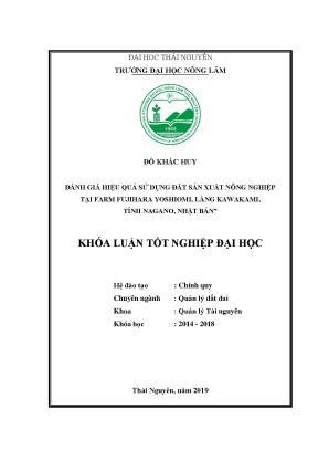 Đánh giá hiệu quả sử dụng đất sản xuất nông nghiệp tại Farm Fujihara Yoshiomi, Nhật Bản