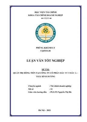 Quản trị dòng tiền tại công ty cổ phần