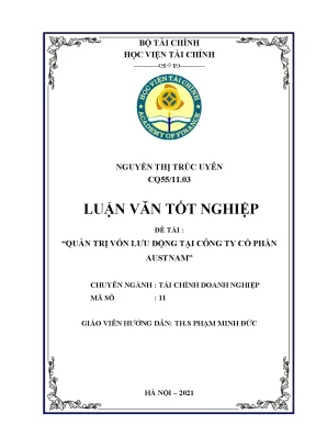 Quản trị vốn lưu động tại Công ty CP Austnam - Luận văn tốt nghiệp