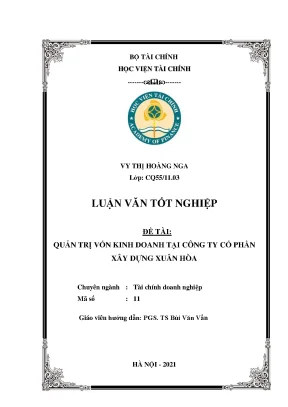 Quản trị vốn kinh doanh tại Công ty Xây dựng Xuân Hòa