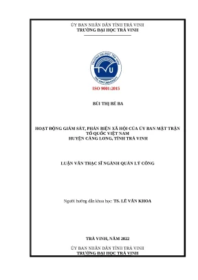 Hoạt động giám sát phản biện xã hội Ủy ban Mặt trận Tổ quốc huyện Càng Long