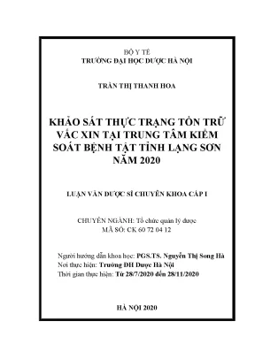 Tồn trữ vắc xin tại Trung tâm KSBT Lạng Sơn năm 2020