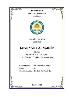 Quản trị vốn lưu động tại Công ty Cổ phần Zinca Việt Nam