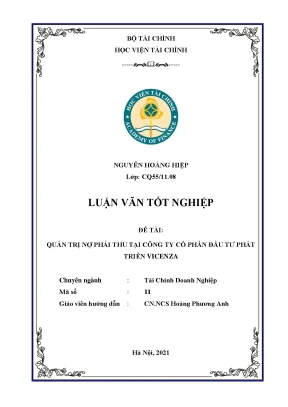 Quản trị nợ phải thu tại Vicenza - Luận văn tốt nghiệp Tài chính Doanh nghiệp