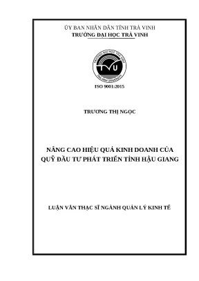 Nâng cao hiệu quả kinh doanh Quỹ Đầu tư Phát triển Hậu Giang