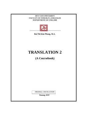 Translation 2: Giáo trình dịch Anh-Việt, Việt-Anh chuyên ngành