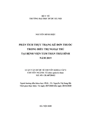 Thực trạng kê đơn thuốc ngoại trú Bệnh viện Tâm thần Thái Bình