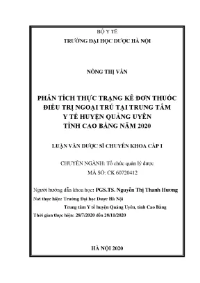 Phân tích thực trạng kê đơn thuốc điều trị ngoại trú tại Quảng Uyên 2020