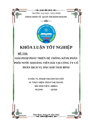 Khóa luận: Phát triển kênh phân phối nước khoáng Tiền Hải