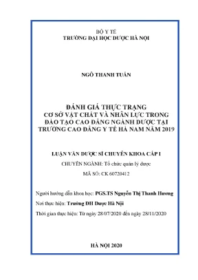 Đánh giá CSVC, nhân lực đào tạo Dược Cao đẳng Y tế Hà Nam 2019