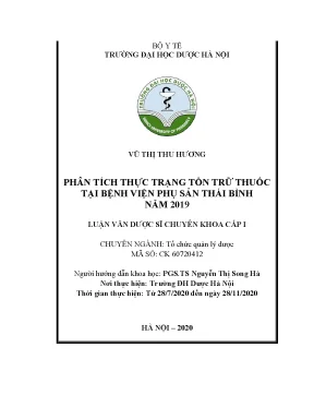 Phân tích thực trạng tồn trữ thuốc tại Bệnh viện Phụ Sản Thái Bình 2019