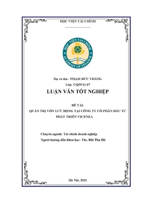 Quản trị vốn lưu động tại Công ty CP Vicenza luận văn tốt nghiệp