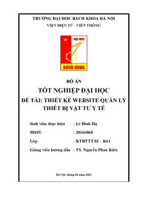 Website quản lý thiết bị y tế - Đồ án tốt nghiệp Bách Khoa 2021