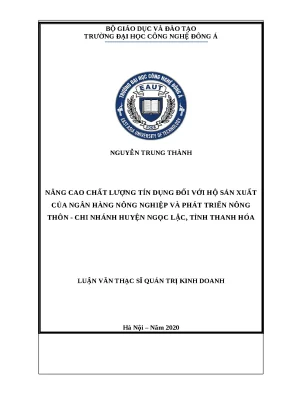 Nâng cao chất lượng tín dụng hộ sản xuất Agribank Ngọc Lặc