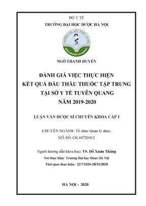 Đánh giá đấu thầu thuốc tập trung tại Sở Y tế Tuyên Quang 2019-2020