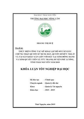 Khóa luận cấp giấy chứng nhận quyền sử dụng đất tại xã Tức Tranh, Phú Lương