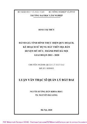 Đánh giá thực hiện quy hoạch sử dụng đất Mỹ Đức, Hà Nội.