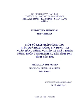 Giải pháp nâng cao hiệu quả hoạt động tín dụng ngân hàng Agribank Bình Đại