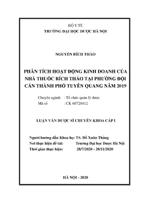 Phân tích hoạt động kinh doanh nhà thuốc Bích Thảo Tuyên Quang 2019