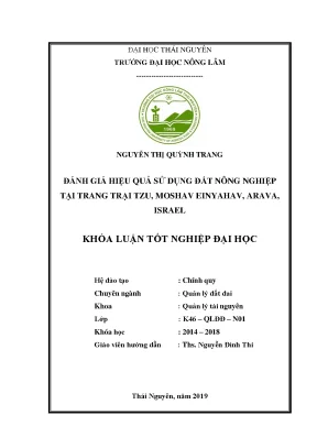 Đánh giá hiệu quả sử dụng đất nông nghiệp trang trại Tzu Israel